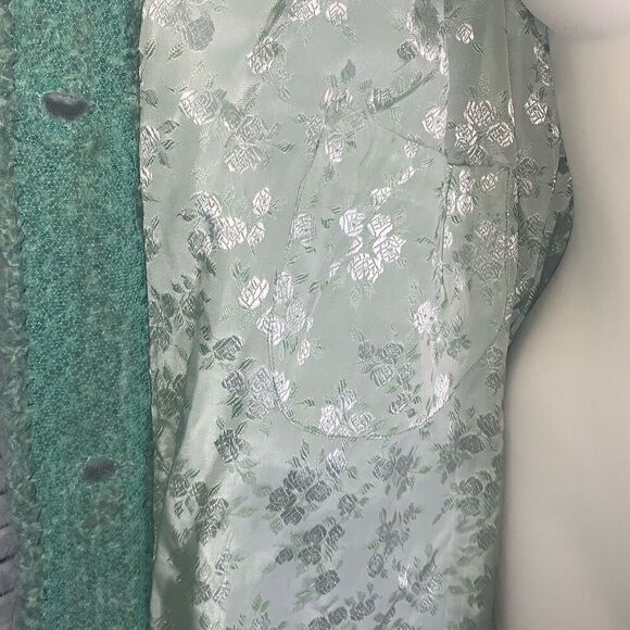 Vintage 1940’s Green Knit Long Sweater Coat Swagger Jacket Medium - Picture 8 of 12